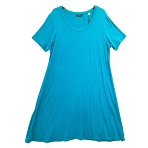 NWT Tahari Blue A-Line Flowy Dress 1X Coastal Beachy Mature